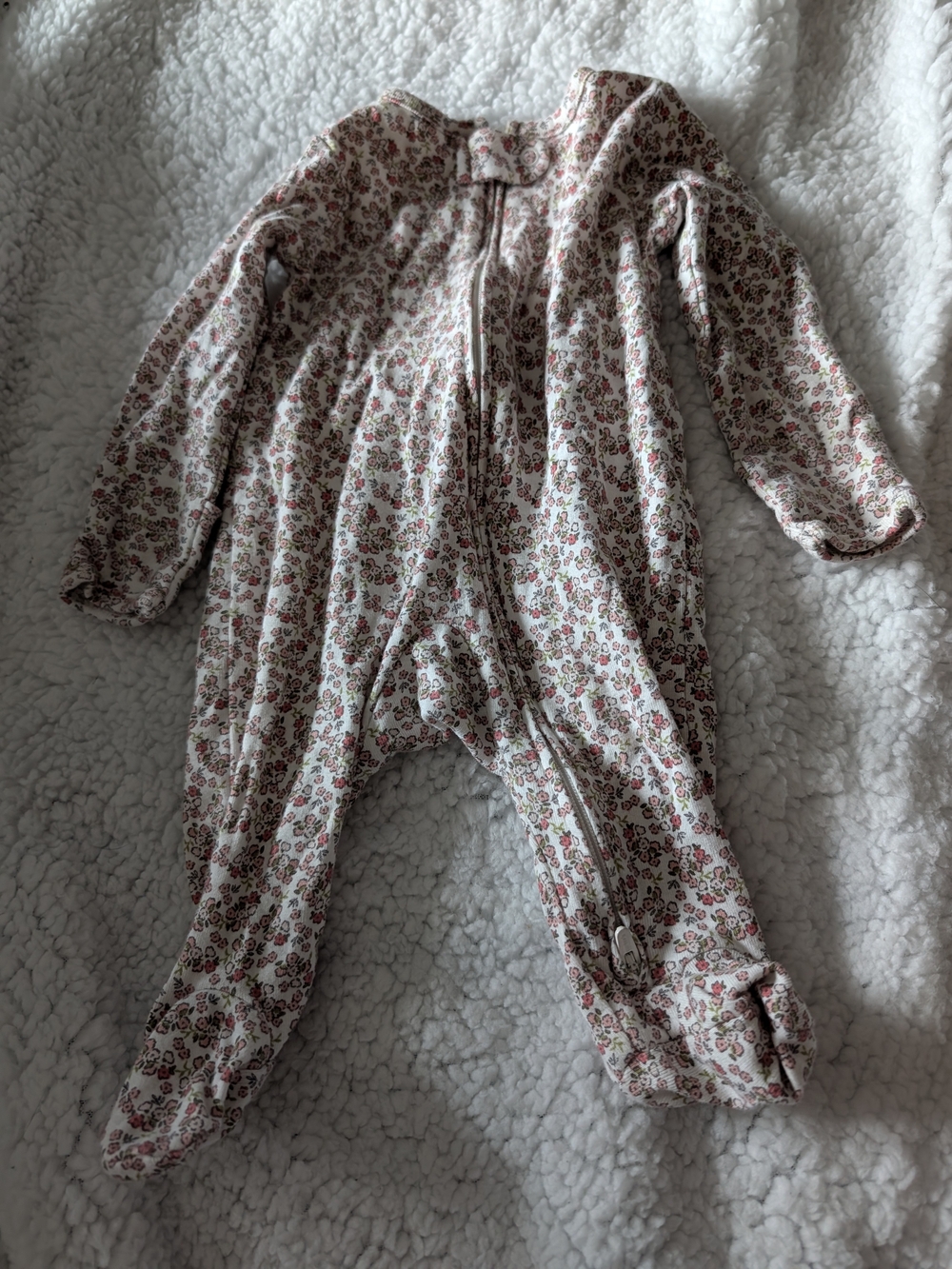 Carter's Cream Floral Zip Front Footed One-Piece